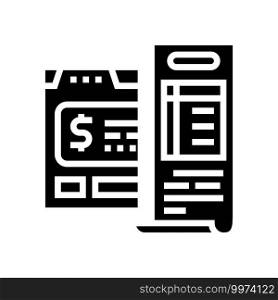 budget calculating glyph icon vector. budget calculating sign. isolated contour symbol black illustration. budget calculating glyph icon vector illustration