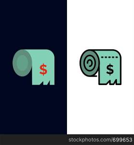 Budget, Consumption, Costs, Expenses, Finance Icons. Flat and Line Filled Icon Set Vector Blue Background