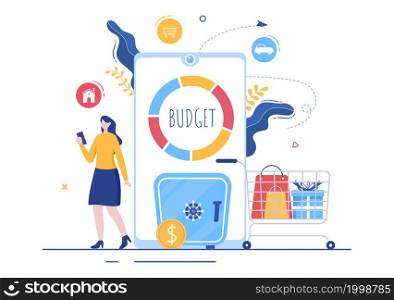 Budget Financial Analyst to Managing or Planning Spending Money at Checklist on Clipboard, Calculator and Calendar Background Vector Illustration