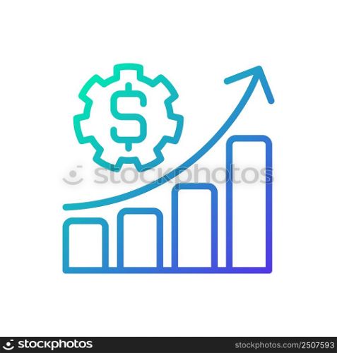 Budget gradient linear vector icon. Estimated revenue. Tracking income and expenses. Organizing finances. Thin line color symbol. Modern style pictogram. Vector isolated outline drawing. Budget gradient linear vector icon