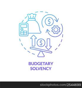 Budgetary solvency blue gradient concept icon. Generating revenue and income. Budget balance abstract idea thin line illustration. Isolated outline drawing. Myriad Pro-Bold font used. Budgetary solvency blue gradient concept icon