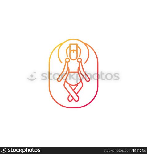 Budhanilkantha temple gradient linear vector icon. Vishnu awakening celebration. Famous stone statue in Nepal. Thin line color symbol. Modern style pictogram. Vector isolated outline drawing. Budhanilkantha temple gradient linear vector icon