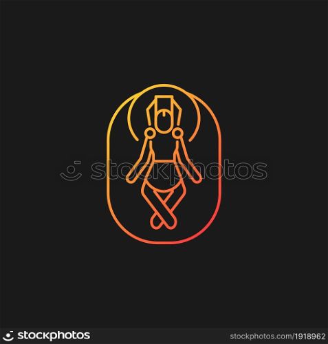 Budhanilkantha temple gradient vector icon for dark theme. Vishnu awakening celebration. Famous stone statue in Nepal. Thin line color symbol. Modern style pictogram. Vector isolated outline drawing. Budhanilkantha temple gradient vector icon for dark theme