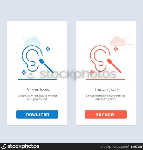 Buds, Ear, Cleaning, Clean Blue and Red Download and Buy Now web Widget Card Template