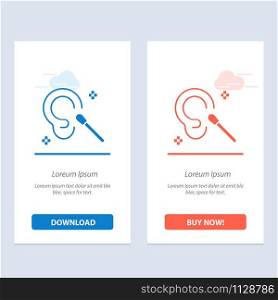 Buds, Ear, Cleaning, Clean Blue and Red Download and Buy Now web Widget Card Template