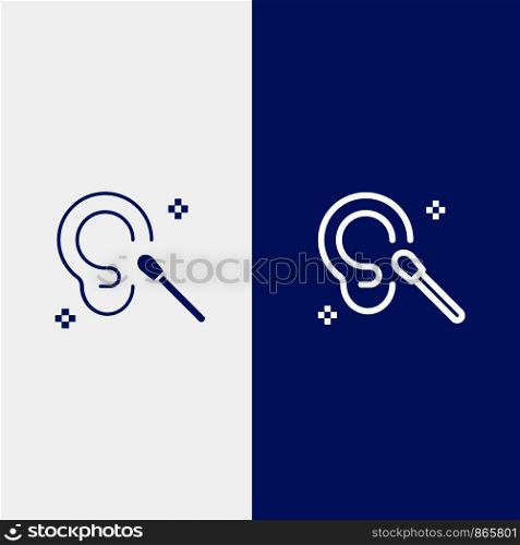 Buds, Ear, Cleaning, Clean Line and Glyph Solid icon Blue banner Line and Glyph Solid icon Blue banner