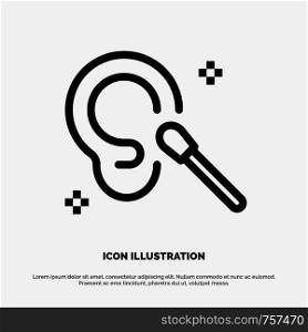 Buds, Ear, Cleaning, Clean Line Icon Vector