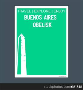 Buenos Aires Obelisk Buenos Aires, Argentina monument landmark brochure Flat style and typography vector