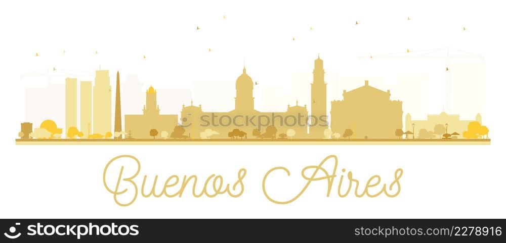 Buenos Aires skyline golden silhouette. Vector illustration. Simple flat concept for tourism presentation, banner, placard or web site. Business travel concept. Cityscape with landmarks