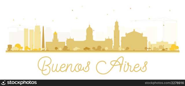 Buenos Aires skyline golden silhouette. Vector illustration. Simple flat concept for tourism presentation, banner, placard or web site. Business travel concept. Cityscape with landmarks