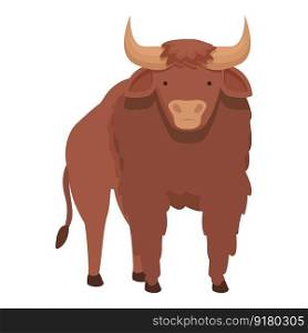 Buffalo icon cartoon vector. Bison animal. Etching natural. Buffalo icon cartoon vector. Bison animal