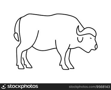 Buffalo linear vector icon. Animal world. Buffalo, drawing, animal, beast, symbol, image and more. Isolated outline of a buffalo on a white background.