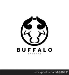 Buffalo Logo, Livestock Farm Animal Vector, Buffalo Head Design Simple Template Silhouette