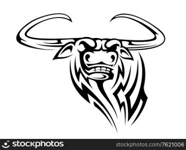 Buffalo mascot isolated on white background for tattoo