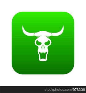 Buffalo skull icon digital green for any design isolated on white vector illustration. Buffalo skull icon digital green