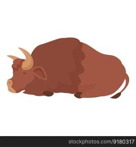 Buffalo sleeping icon cartoon vector. Bison animal. Mammal herd. Buffalo sleeping icon cartoon vector. Bison animal