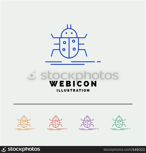 Bug, bugs, insect, testing, virus 5 Color Line Web Icon Template isolated on white. Vector illustration. Vector EPS10 Abstract Template background