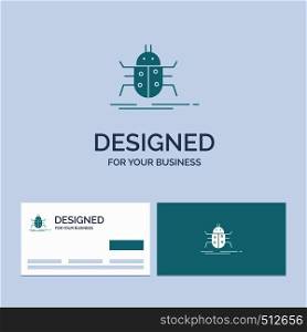 Bug, bugs, insect, testing, virus Business Logo Glyph Icon Symbol for your business. Turquoise Business Cards with Brand logo template.. Vector EPS10 Abstract Template background