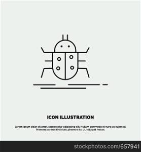 Bug, bugs, insect, testing, virus Icon. Line vector gray symbol for UI and UX, website or mobile application. Vector EPS10 Abstract Template background