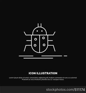 Bug, bugs, insect, testing, virus Icon. Line vector symbol for UI and UX, website or mobile application. Vector EPS10 Abstract Template background