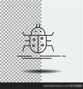 Bug, bugs, insect, testing, virus Line Icon on Transparent Background. Black Icon Vector Illustration. Vector EPS10 Abstract Template background
