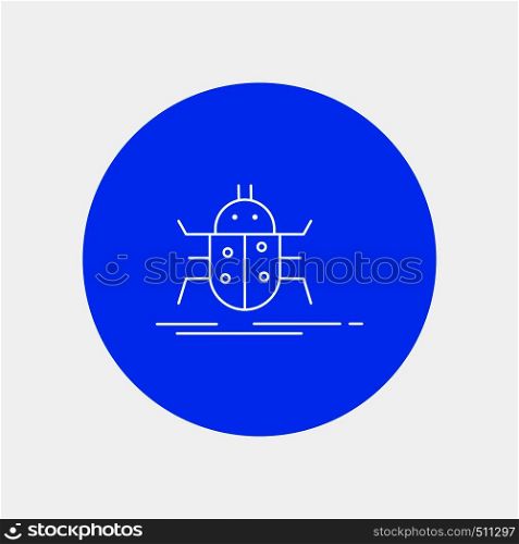 Bug, bugs, insect, testing, virus White Line Icon in Circle background. vector icon illustration. Vector EPS10 Abstract Template background