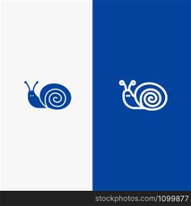 Bug, Easter, Snail, Spring Line and Glyph Solid icon Blue banner Line and Glyph Solid icon Blue banner