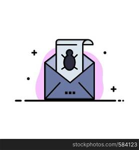 Bug, Emails, Email, Malware, Spam, Threat, Virus Business Flat Line Filled Icon Vector Banner Template