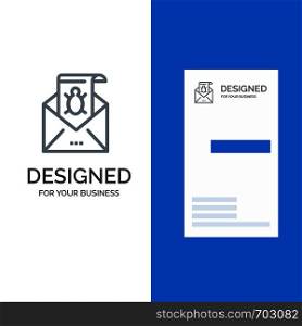 Bug, Emails, Email, Malware, Spam, Threat, Virus Grey Logo Design and Business Card Template