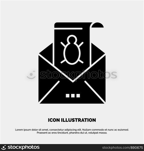 Bug, Emails, Email, Malware, Spam, Threat, Virus solid Glyph Icon vector