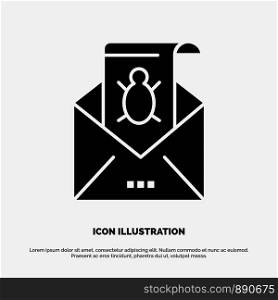 Bug, Emails, Email, Malware, Spam, Threat, Virus solid Glyph Icon vector