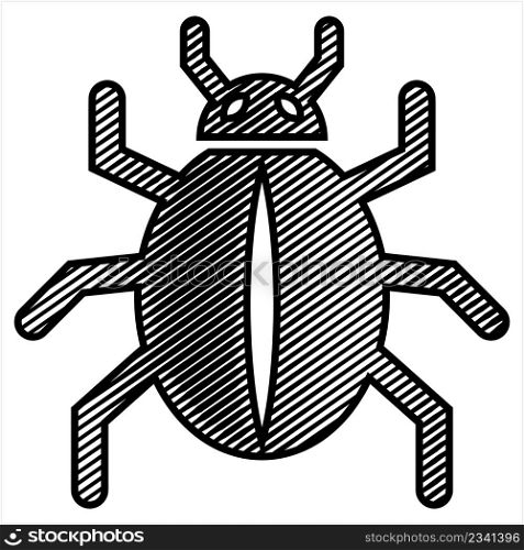 Bug Icon, Insect, Virus Vector Art Illustration