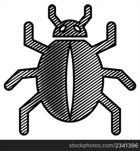 Bug Icon, Insect, Virus Vector Art Illustration