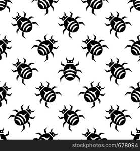 Bug Icon Seamless Pattern, Insect, Virus Vector Art Illustration