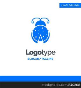 Bug, Insect, Ladybug, Spring Blue Solid Logo Template. Place for Tagline