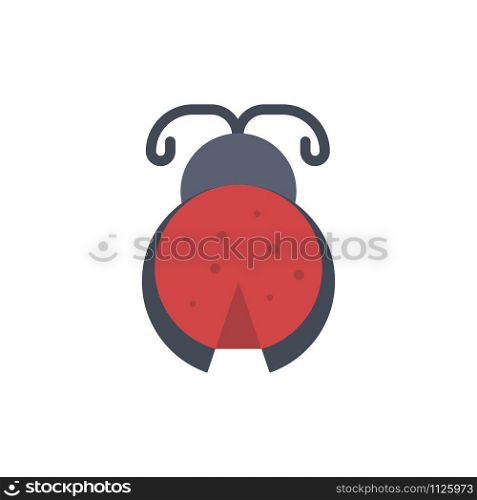 Bug, Insect, Ladybug, Spring Flat Color Icon. Vector icon banner Template