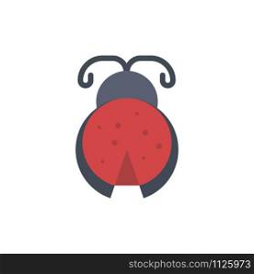 Bug, Insect, Ladybug, Spring Flat Color Icon. Vector icon banner Template