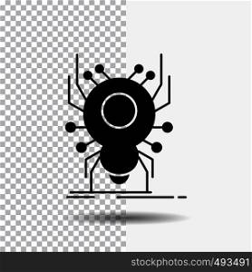 Bug, insect, spider, virus, App Glyph Icon on Transparent Background. Black Icon. Vector EPS10 Abstract Template background