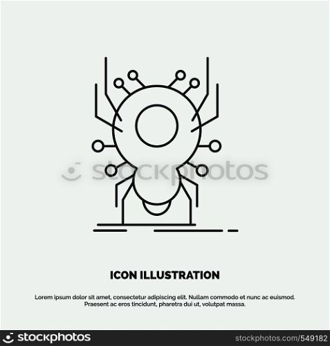 Bug, insect, spider, virus, App Icon. Line vector gray symbol for UI and UX, website or mobile application. Vector EPS10 Abstract Template background