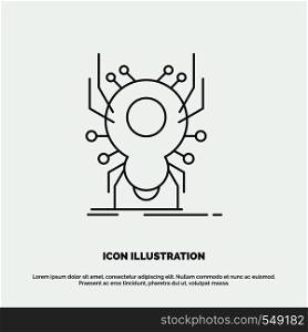 Bug, insect, spider, virus, App Icon. Line vector gray symbol for UI and UX, website or mobile application. Vector EPS10 Abstract Template background