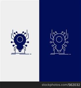 Bug, insect, spider, virus, App Line and Glyph web Button in Blue color Vertical Banner for UI and UX, website or mobile application. Vector EPS10 Abstract Template background