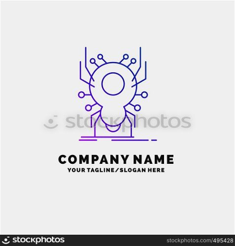 Bug, insect, spider, virus, App Purple Business Logo Template. Place for Tagline. Vector EPS10 Abstract Template background