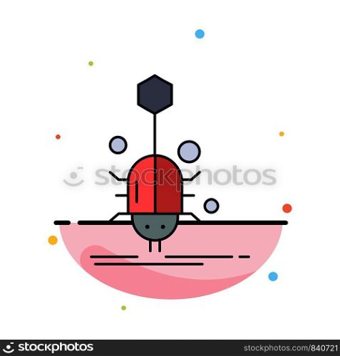 Bug, insect, spider, virus, web Flat Color Icon Vector