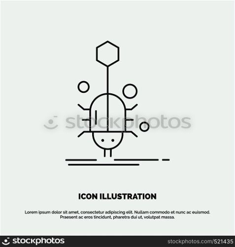 Bug, insect, spider, virus, web Icon. Line vector gray symbol for UI and UX, website or mobile application. Vector EPS10 Abstract Template background