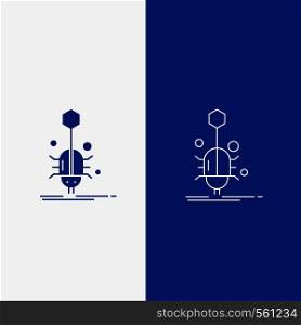 Bug, insect, spider, virus, web Line and Glyph web Button in Blue color Vertical Banner for UI and UX, website or mobile application. Vector EPS10 Abstract Template background
