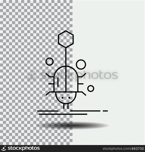 Bug, insect, spider, virus, web Line Icon on Transparent Background. Black Icon Vector Illustration. Vector EPS10 Abstract Template background
