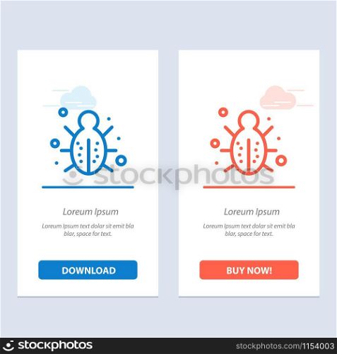 Bug, Internet, Network, Protection, Security Blue and Red Download and Buy Now web Widget Card Template