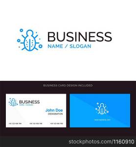 Bug, Internet, Network, Protection, Security Blue Business logo and Business Card Template. Front and Back Design