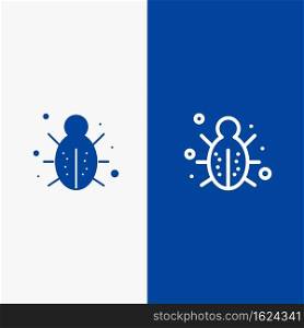 Bug, Internet, Network, Protection, Security Line and Glyph Solid icon Blue banner Line and Glyph Solid icon Blue banner