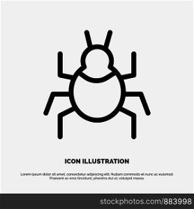 Bug, Nature, Virus, Indian Line Icon Vector